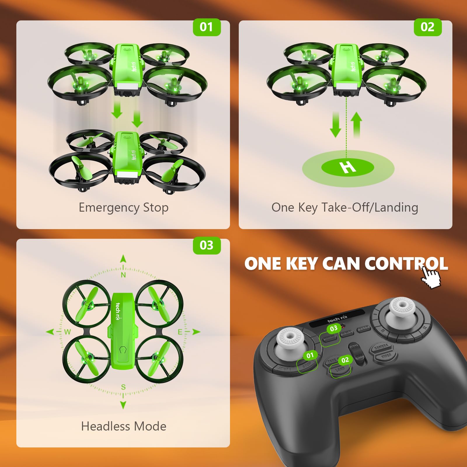 Mini Drone Cámara 1080P WiFi FPV, RC Cuadricóptero Niños, 2 Baterías