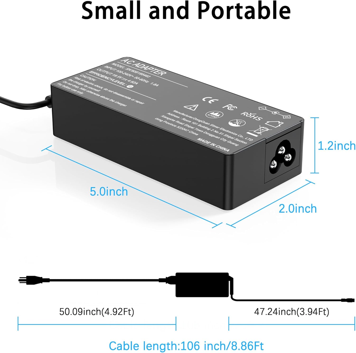 90W Universal Laptop Charger Compatible with Dell HP Lenovo Acer ASUS Fujitsu to Shiba Notebook Ultrabook Universal Power Supply with 16 Tips