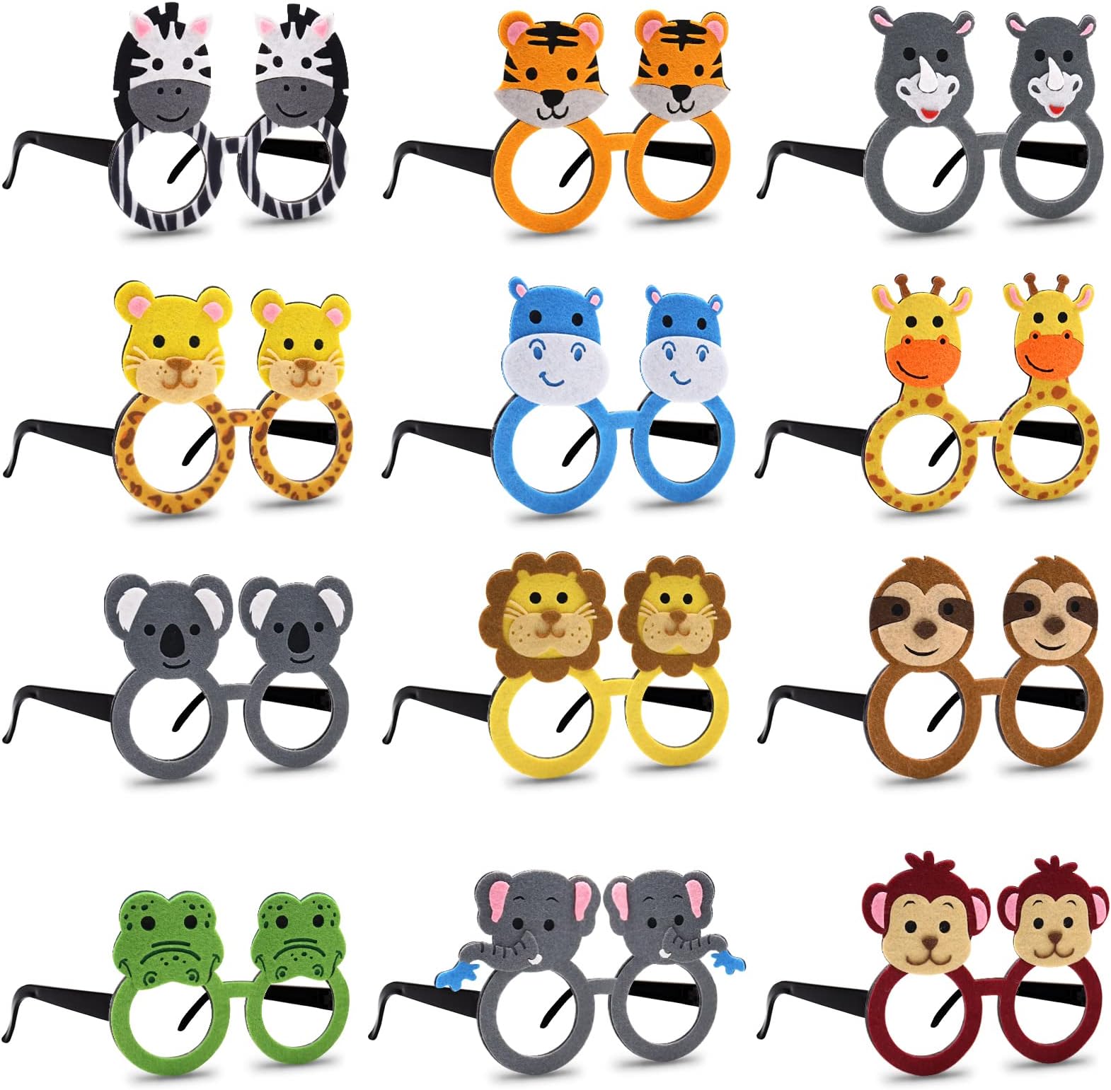 Bessmoso 12 Pack Jungle Animal Glasses Safari Costume Party Favors