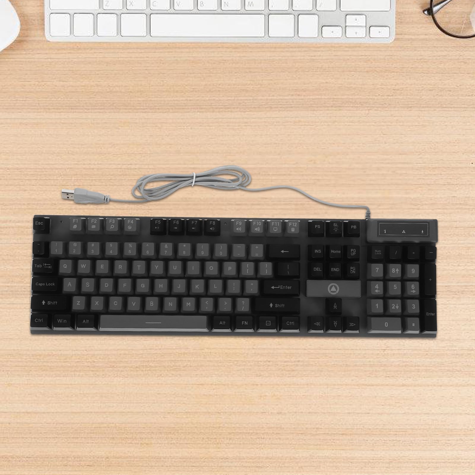 Tastiera Meccanica Silenziosa USB 104 Tasti Retroilluminazione Rgb per Gaming Accessori PC Ergonomica e Resistente per Gamer Professionisti Nero-grigio
