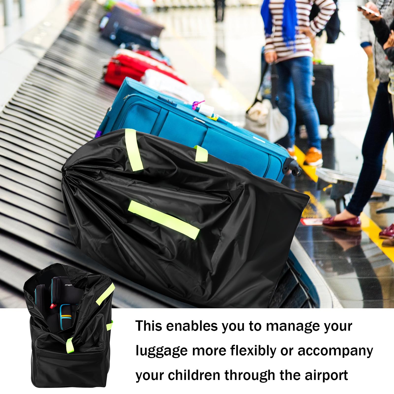 Sac de transport pour siège enfant : Sac de transport imperméable pour poussette Tissu Oxford, sac de siège enfant pour siège auto bébé, sac de voyage portable en soute, sac de siège auto pour pousset