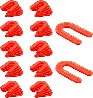 Biaungdo 50 Pcs Horseshoe Shim Tile Spacers, 1/8 Inch U Shape Tile Spacers Plastic Shims Structural Shims for Leveling, Red