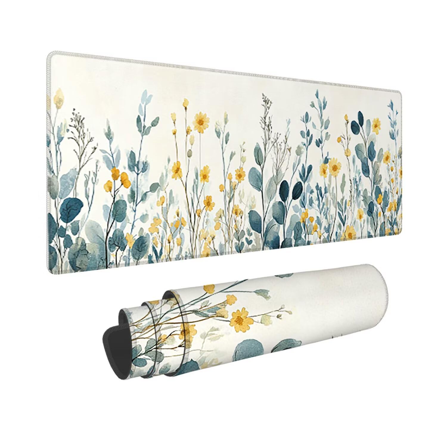 Podkładka pod mysz do gier XXL duża mysz 1200 x 500 mm, duża podkładka pod biurko z antypoślizgową gumową podstawą dla graczy, poprawia precyzję i szybkość (wiosenne kwiaty) o-361