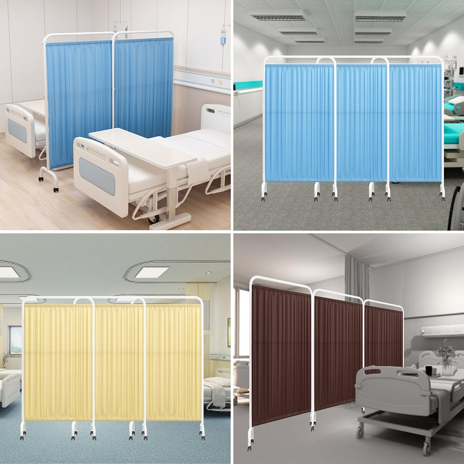 Schermo divisorio Medico Alto 1,8 m, divisorio Protettivo per Ambienti, Schermo divisorio Pieghevole con Ruote, divisorio autoportante per reparto/Salone di Bellezza/Sala ambulatorio (Blu sc