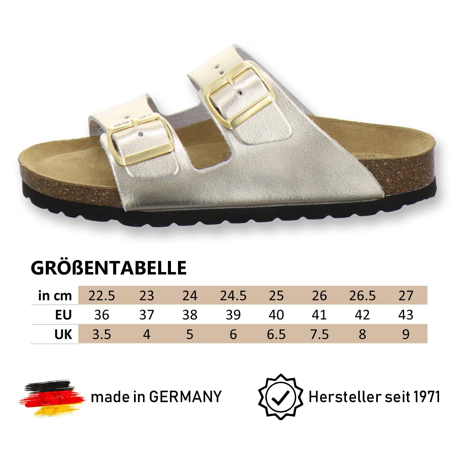 AFS-Schuhe 2100 - Sandali da donna, alla moda, in vera pelle, realizzati in Germania