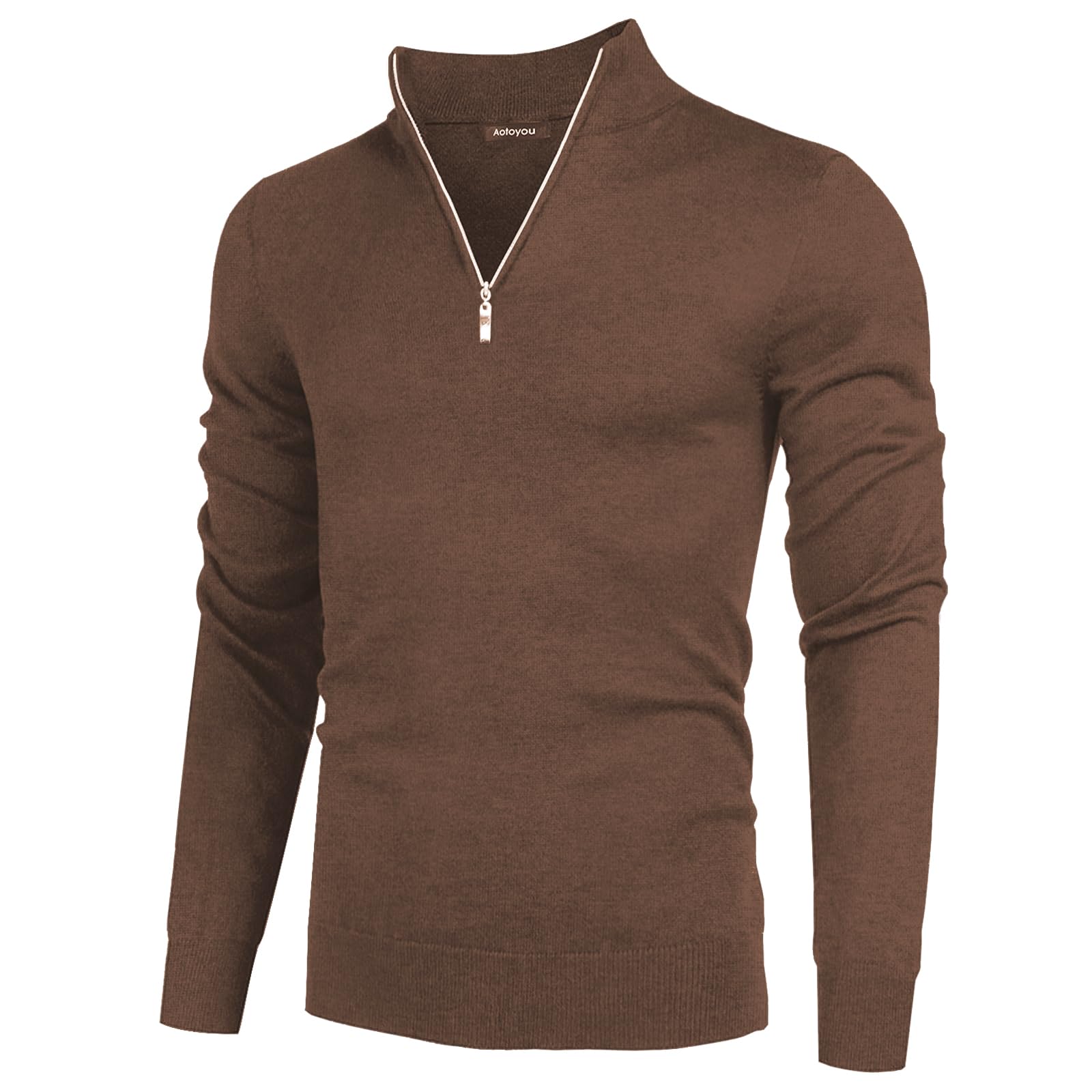 Aotoyou Maglione da uomo a collo alto, lavorato a maglia, a maniche lunghe, per il tempo libero, invernale, caldo