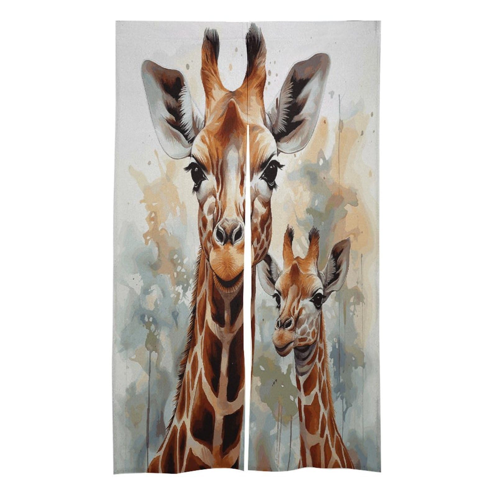 FekiLoot Watercolor Deer Giraffe Door Curtain for Doorway Privacy French Style Theme Blackout Curtain Splice Thermal Insulated Door Cover Rustic Room Divider Home Decoration 17W X 57L in