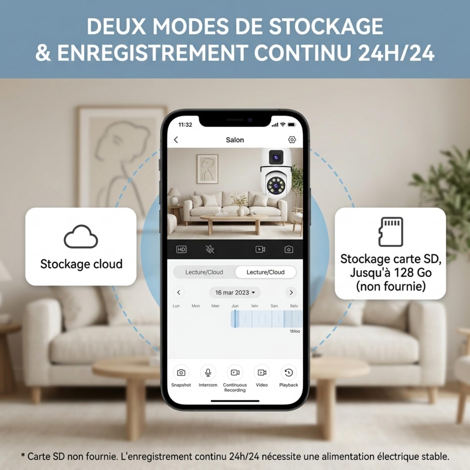 1080P HD Caméra Double Objectif Ampoule E27 WiFi 2.4G Intérieur Extérieure