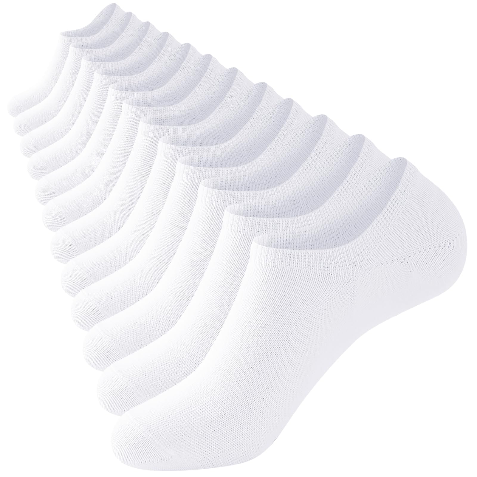Niofind Lot de 6 paires de chaussettes invisibles invisibles en coton pour homme et femme avec doublure en silicone antidérapant
