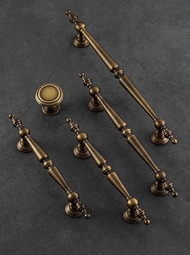 LBFEEL Tiradores de cajones de bronce vintage de 5 pulgadas, pomos europeos para gabinetes, tiradores antiguos para vestidor, manija de puerta de
