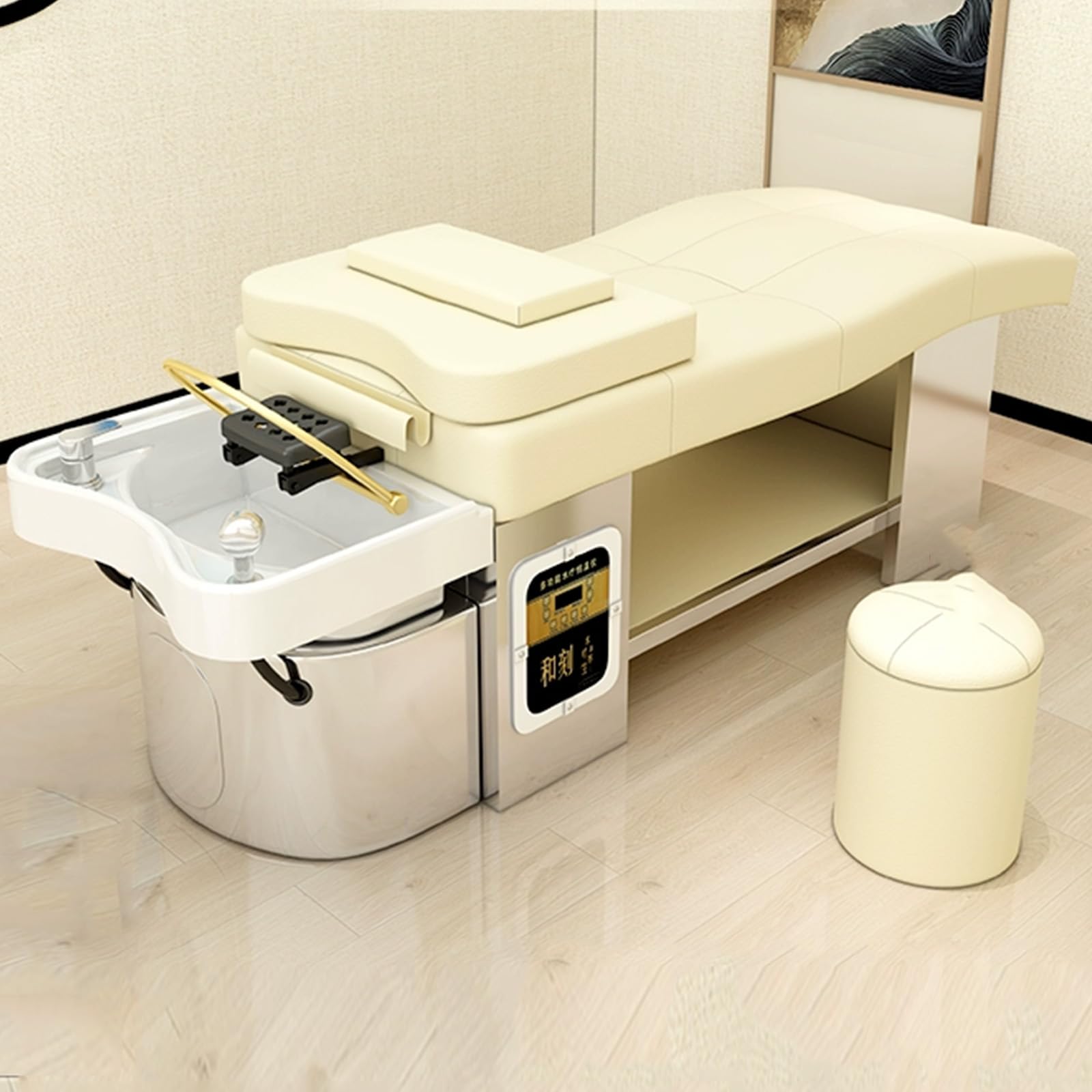 Hair Salon Professional Head Therapy Shampoo Bed Simple Lattice Design Includes Water Circulation Fumigation Beauty Massage