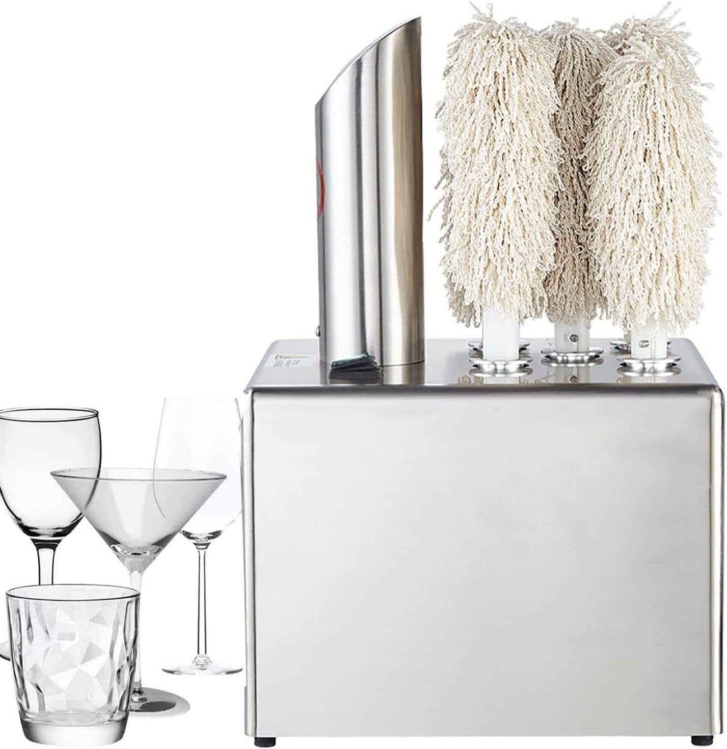 Glass Polishing Machine - Automatic Stainless Steel Tool for Commercial Electric Wine Glass Cleaning, 5 Heads