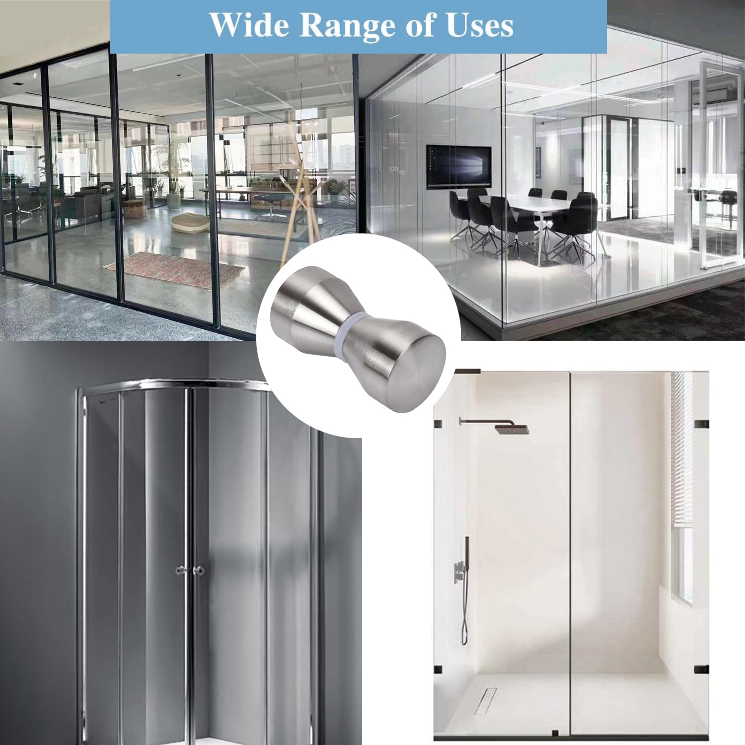 Maniglia per Porta Doccia in Vetro Pomelli Box Doccia 2 Coppie Maniglia Porta Scorrevole Doccia Spazzolato Pomelli Doccia Acciaio Inox 304 Pomolo Porta Vetro 6-18mm per Cucina Bagno Casa Ufficio Hotel