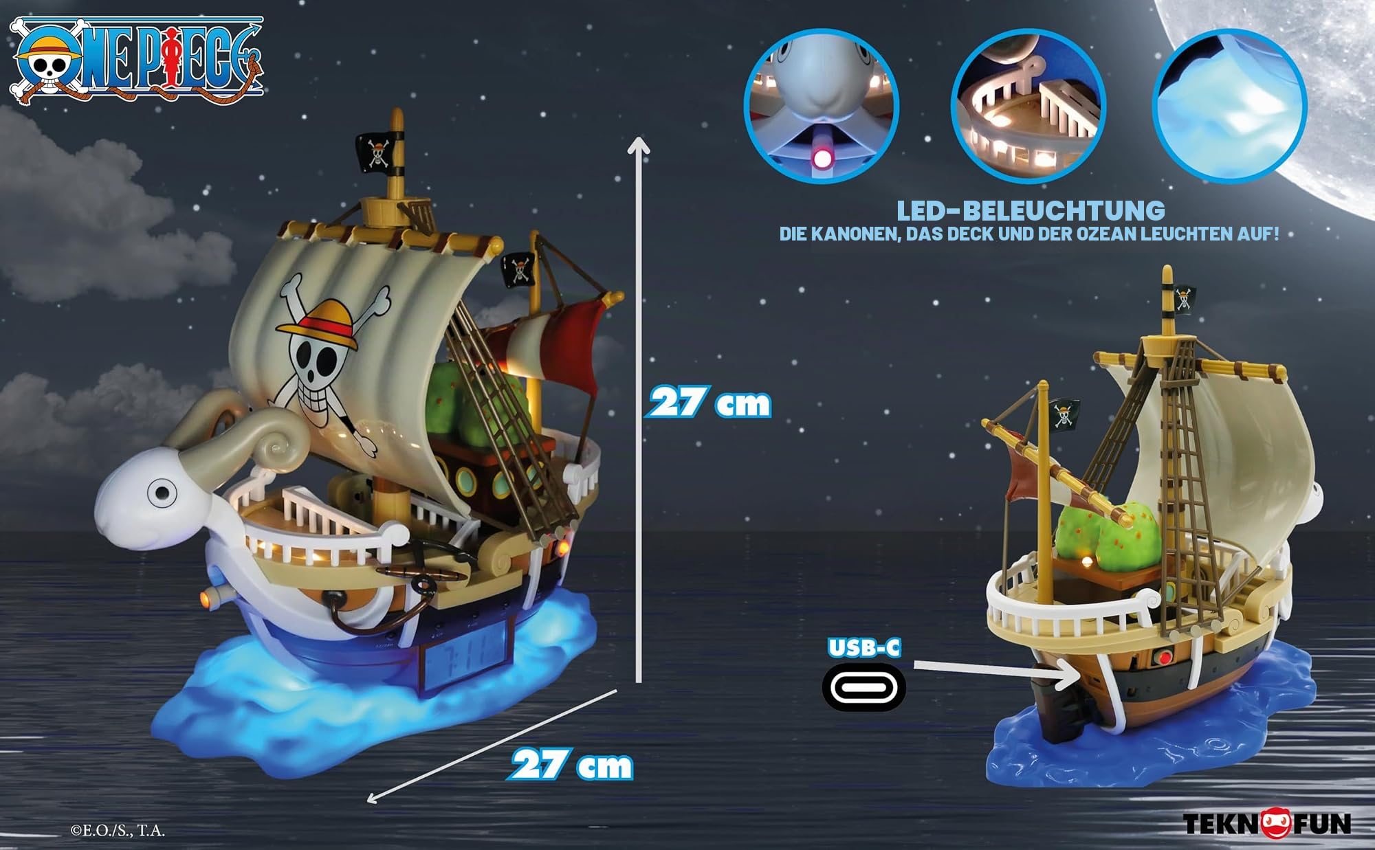 TEKNOFUN One Piece Offizielle Lizenz Le Vogue Merry Lichtwecker für Kinder zum Sammeln