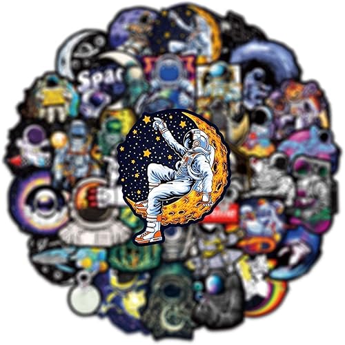 Miniatura 2 de Calcomanías de graffiti de astronauta negra, ideales para motocicletas, automóviles, bicicletas, cascos, equipaje y más 50 unidades.