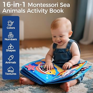 evoceler Montessori Busy Book for Toddlers Ages 3+, Undersea Exploration Toddler Busy Book Board for Boy Girl Birthday Gifts, Educational Quiet Travel Sensory Activity Toy