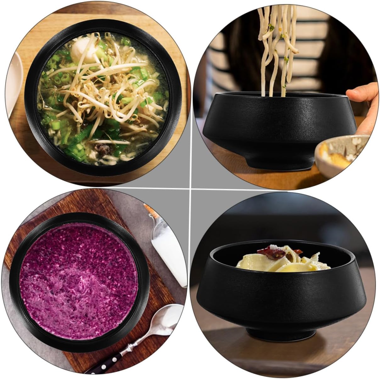 Ceramic Frosted Ramen Bowl 800ml Black Xmas for Hot or Cold Meals