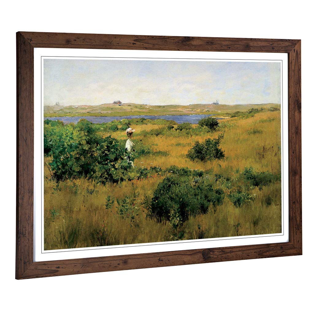 Big Box Art Framed Print of William Merritt Chase Summer at Shinnecock Hills Design | Wall Art Picture| Home Decor for Kitchen, Living Room, Bedroom, Hallway, Walnut, A2 / 24.5x18 Inch / 62x45cm