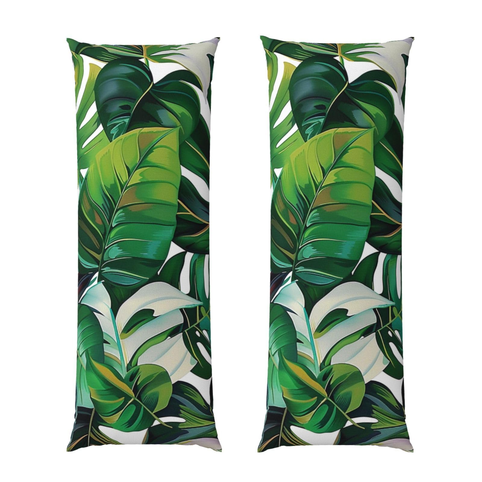Body Pillow Cover 20x54 Inch, Tropical Leaves Print Long Lumbar Pillow Case with Zipper Long Body Pillowcase Decorative for Bed Sofa Bedroom