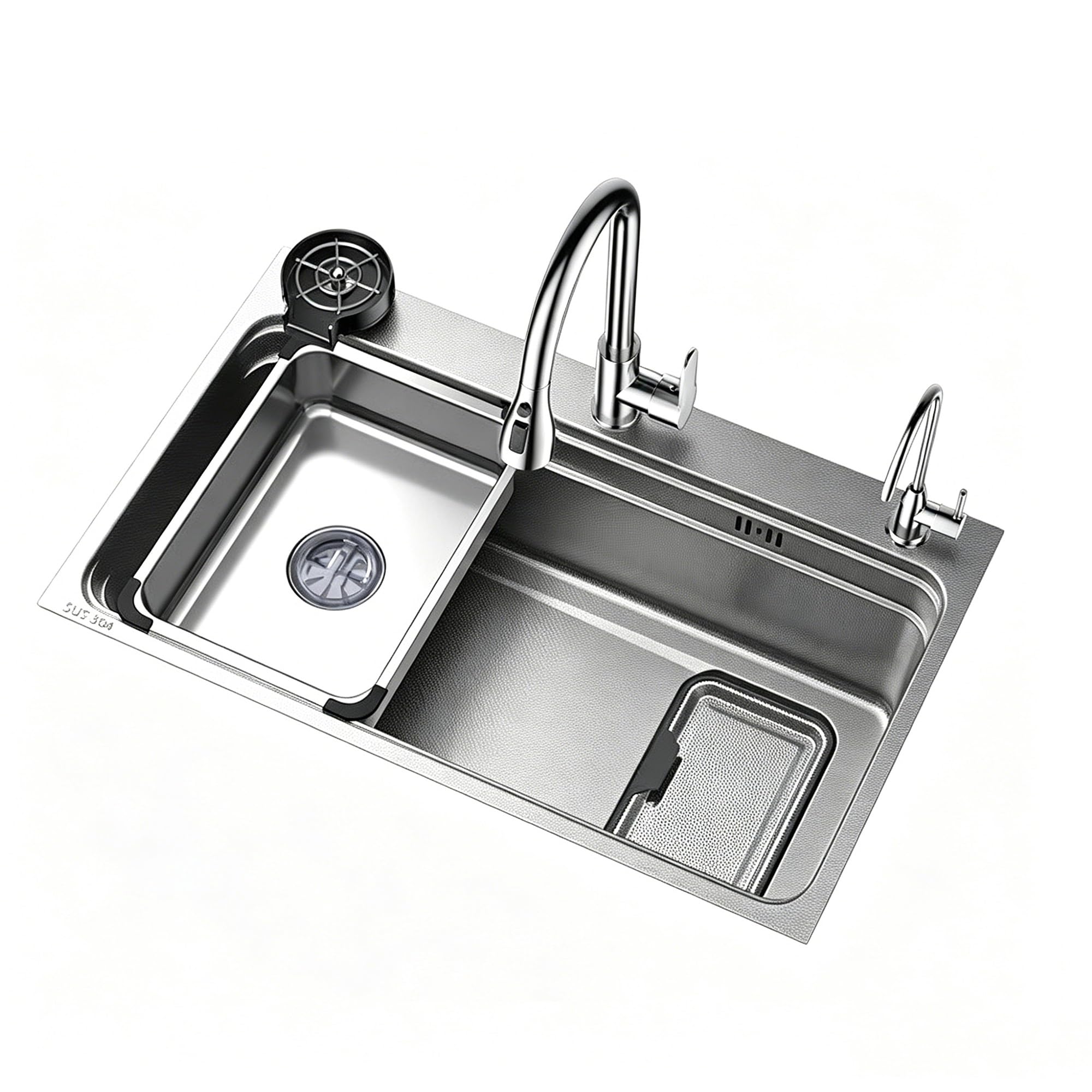 Bomdog One Color Sc Kitchen Sink, 5Mm Thick Stainless Steel Sink With Water Purifier Faucet, Suitable For Restaurants And Bars(80Cm)