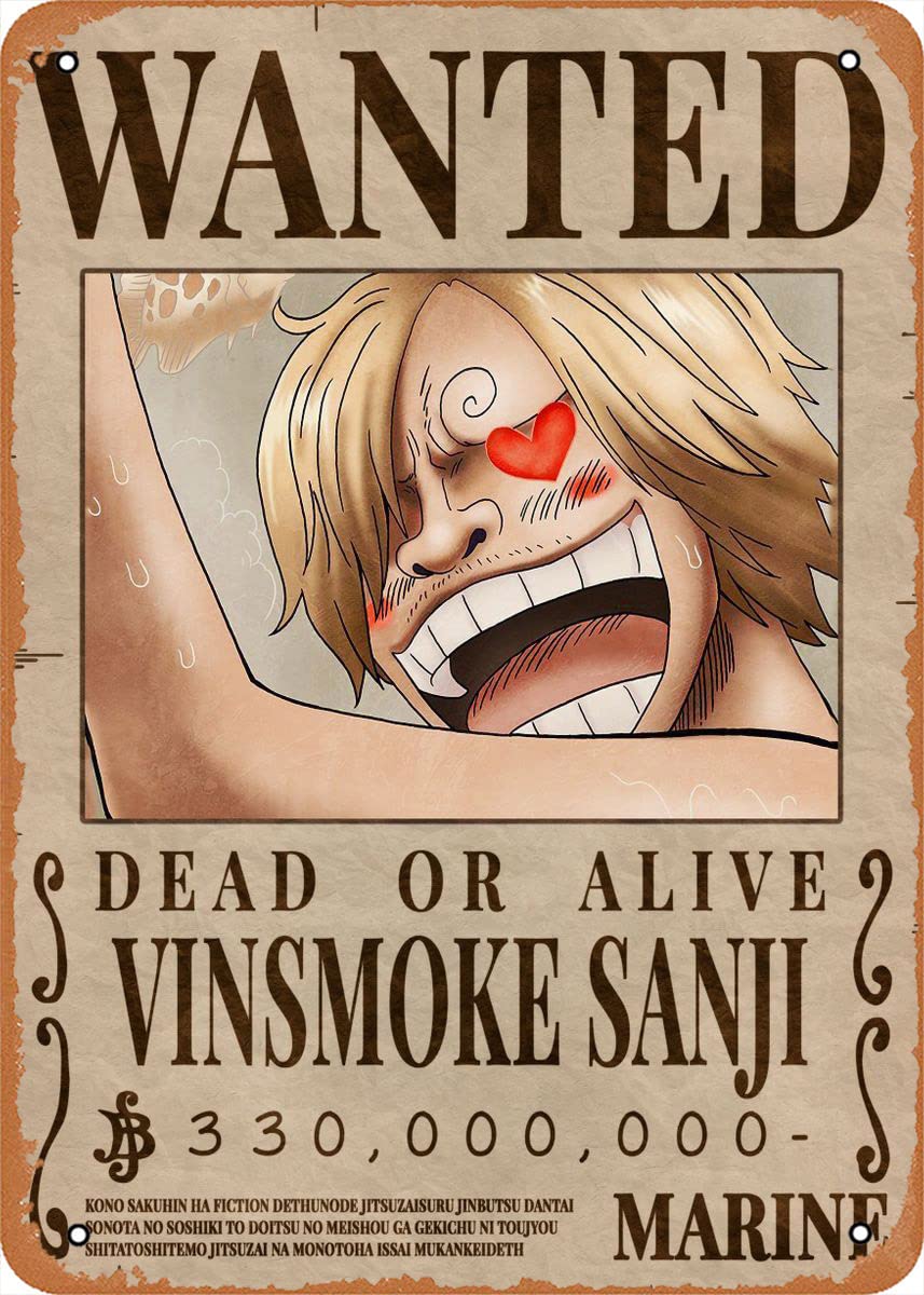 Amazon Com Ysirseu Anime Metal Poster One Piece Wanted Bounty Figure Poster Metal Tin Sign Sanji Bounty Wanted Poster Wall Art Decor Tin Sign 8x12inch Posters Prints