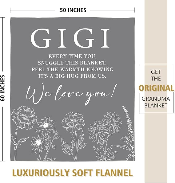 GiltGlimmer Gigi Gifts for Grandma, Gigi Floral Blanket 50 x 60