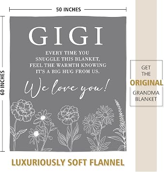 GiltGlimmer Gigi Gifts for Grandma, Gigi Floral Blanket 50 x 60
