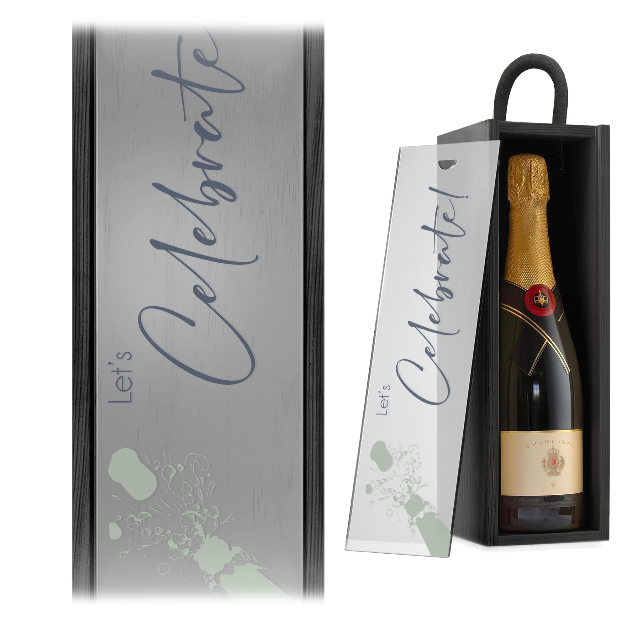 A1 Graphics Ltd Black Box/Frost Lid Let's Celebrate Wine Box Custom Printed Weddings Anniversary Bridesmaid Groomsmen Birthdays ()