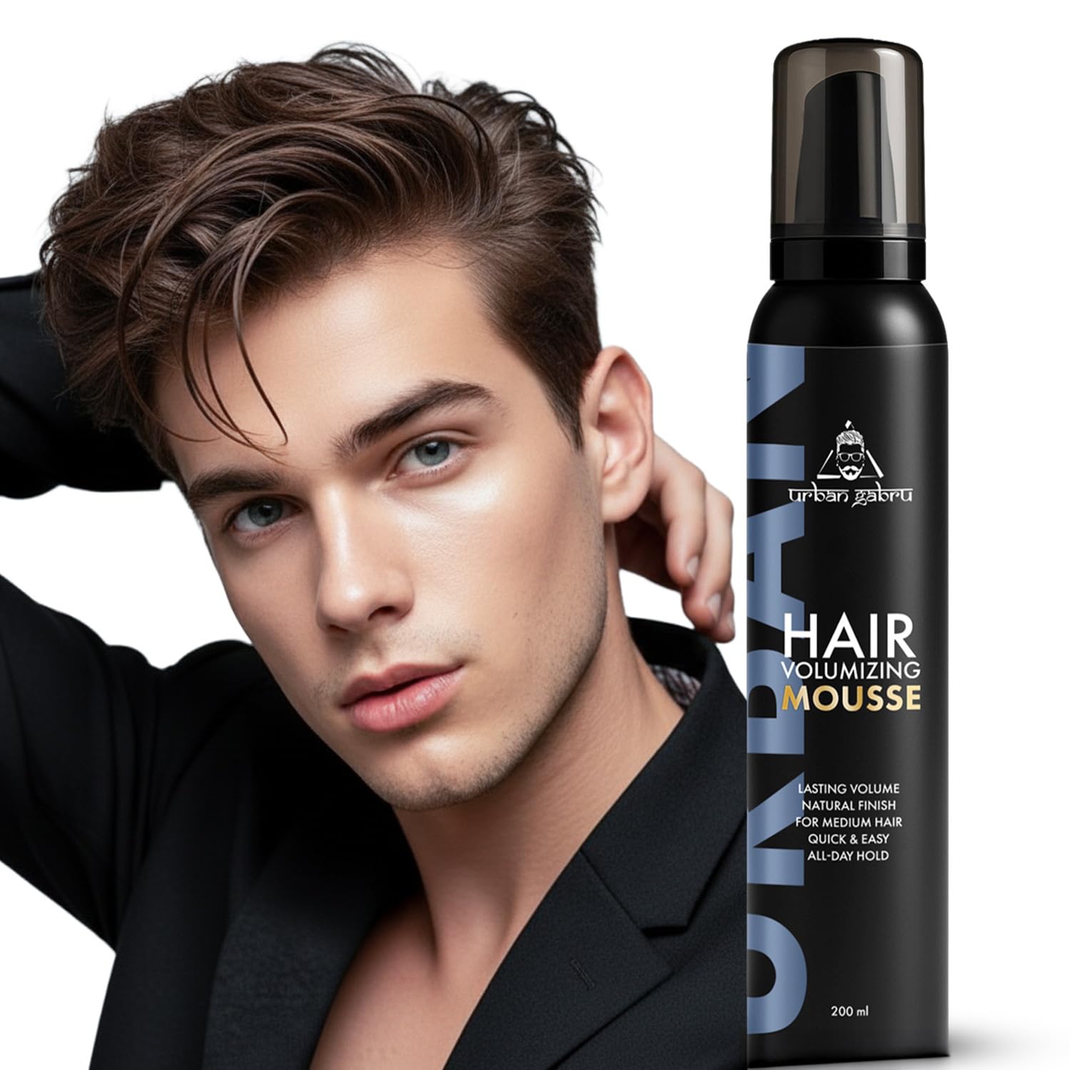 UrbanGabru Hair Volumizing Mousse for Men, Alcohol-Free, Lightweight Formula for Medium Hair, Adds Long-Lasting Volume & Natural Finish, Medium Hold | 200 ml-image-45