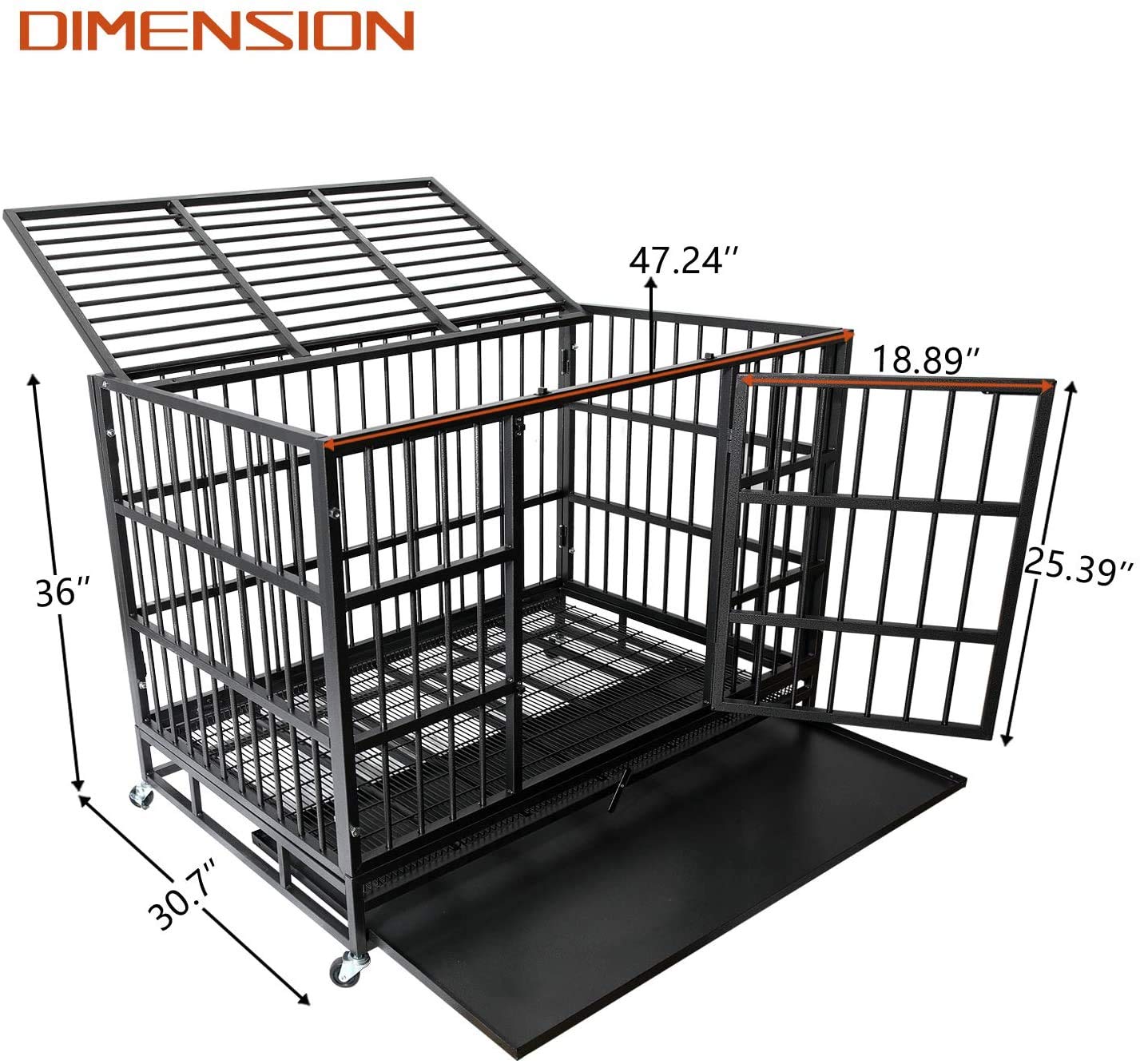 Otaid 48 Inch Heavy Duty Indestructible Dog Crate Cage Kennel with