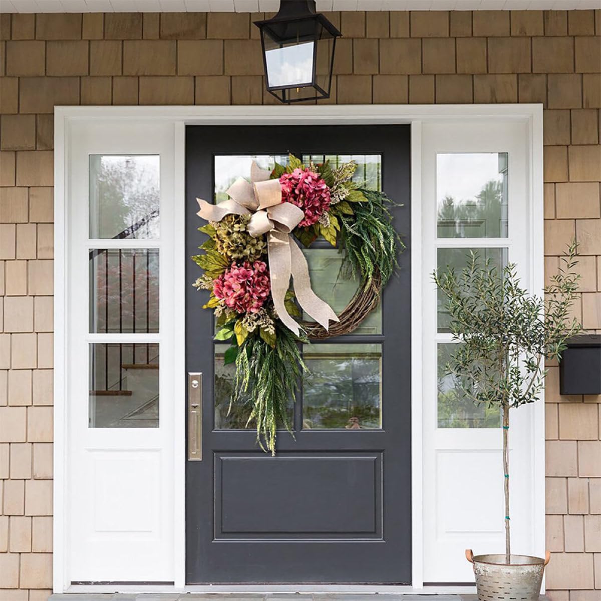 jojofuny Ghirlanda Porta Ingresso Stile Rustico Fiori Artificiali in Plastica, Decorazione Naturale per Casa e Matrimonio, Resistente a Sbiadimento e Appassimento Stile Stili multipli