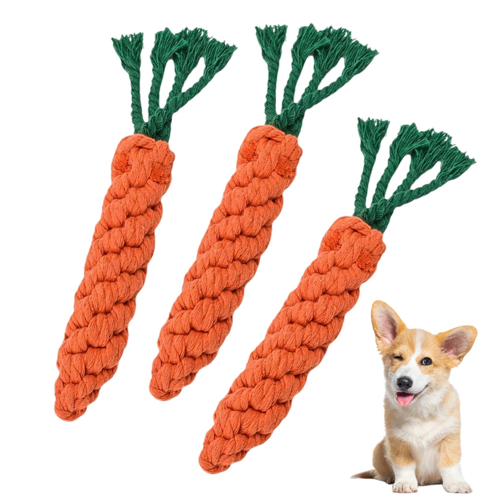 Carrot Dog Toys Puppy Teething Toys Dog Rope Toys Teething Toys for Puppies Cat Chew Toys Safe Braided Rabbit Toys Healthy Gift 3 PCS,Carrot Toy