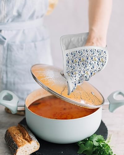 Miniatura 4 de Botanical Leaves 3Pcs Pot Holders for Kitchen,Non Slip & Heat Insulation Terry Cloth Potholder Set with Pocket,Thick Hot Pad Oven Mitts Trivet