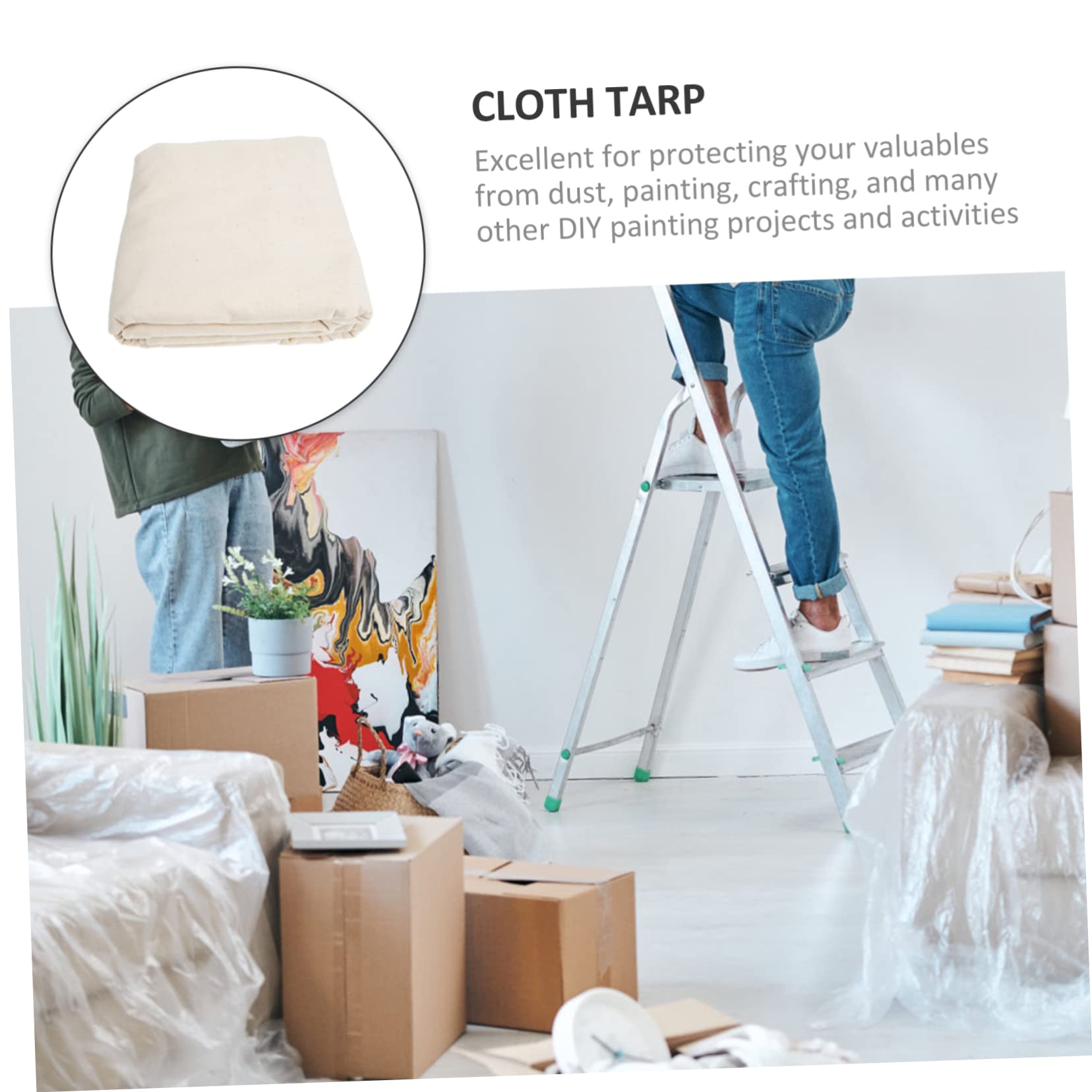 Coton Beige Toile à Peindre Lavable et Réutilisable pour Sol et Meubles