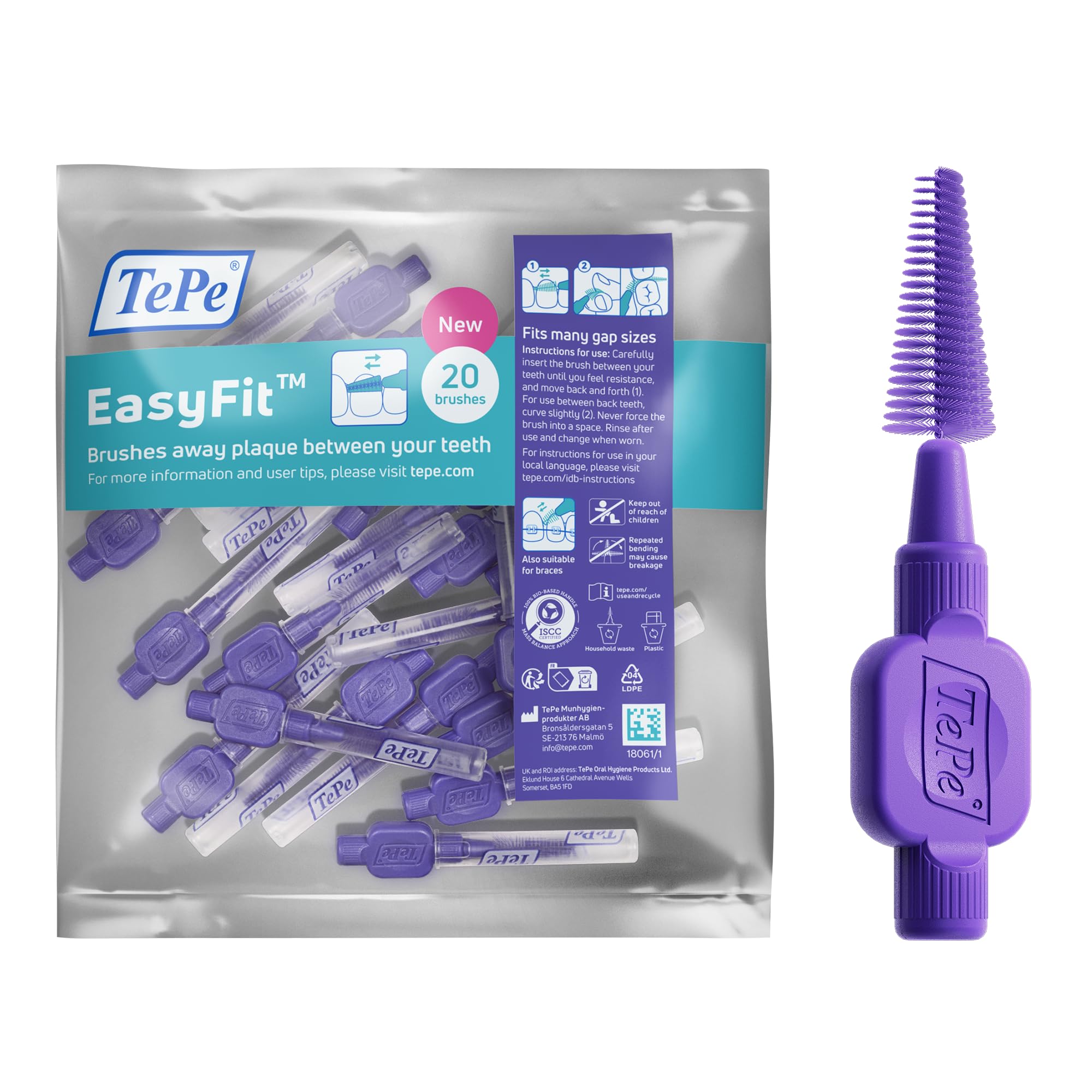 TePe EasyFit, Conical Interdental Brush, Purple, M/L, 20pcs