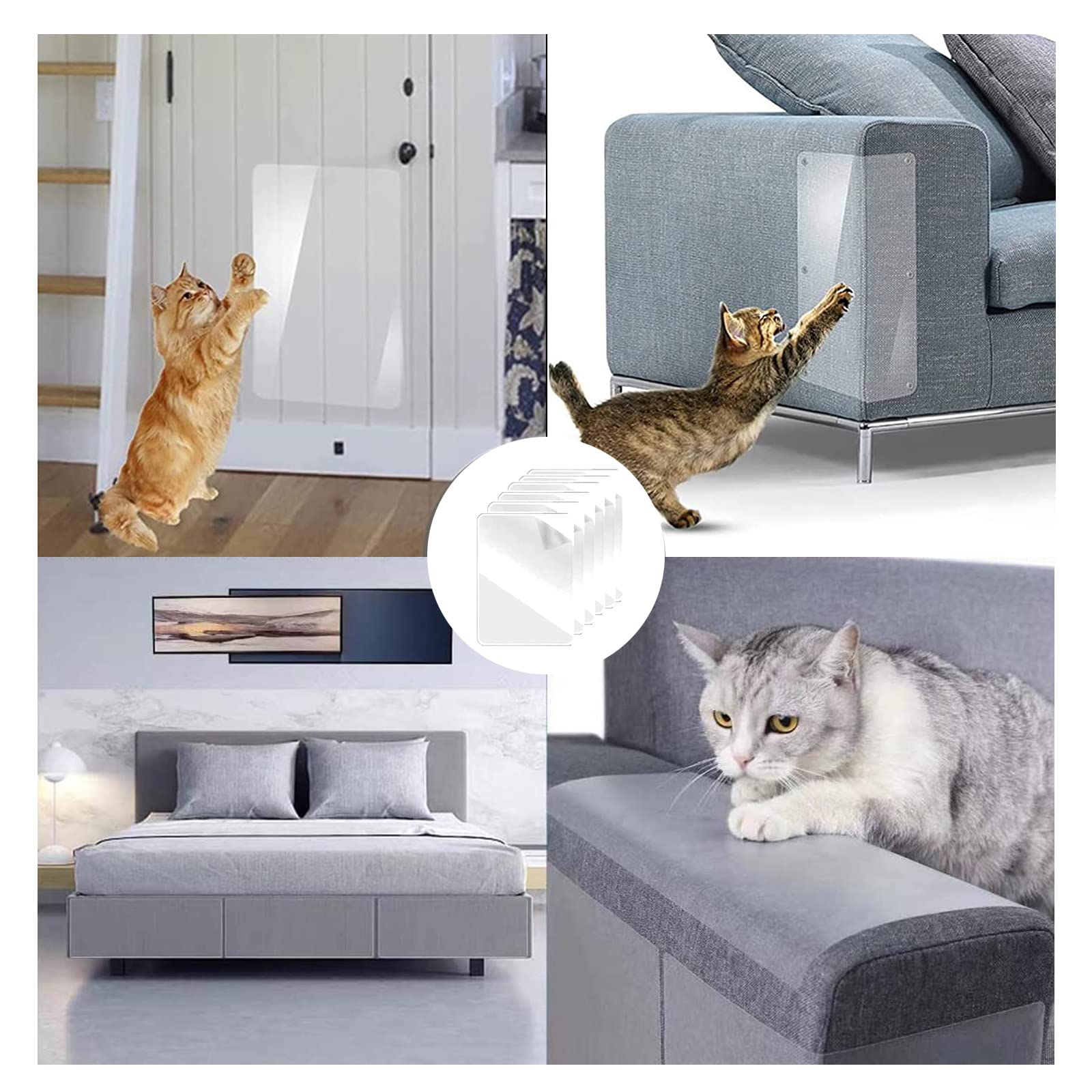 6 Pellicole Antigraffio Trasparenti Per Gatti 43x30cm - Protezione Divano, Sedie, Mobili In PVC - Foto 6