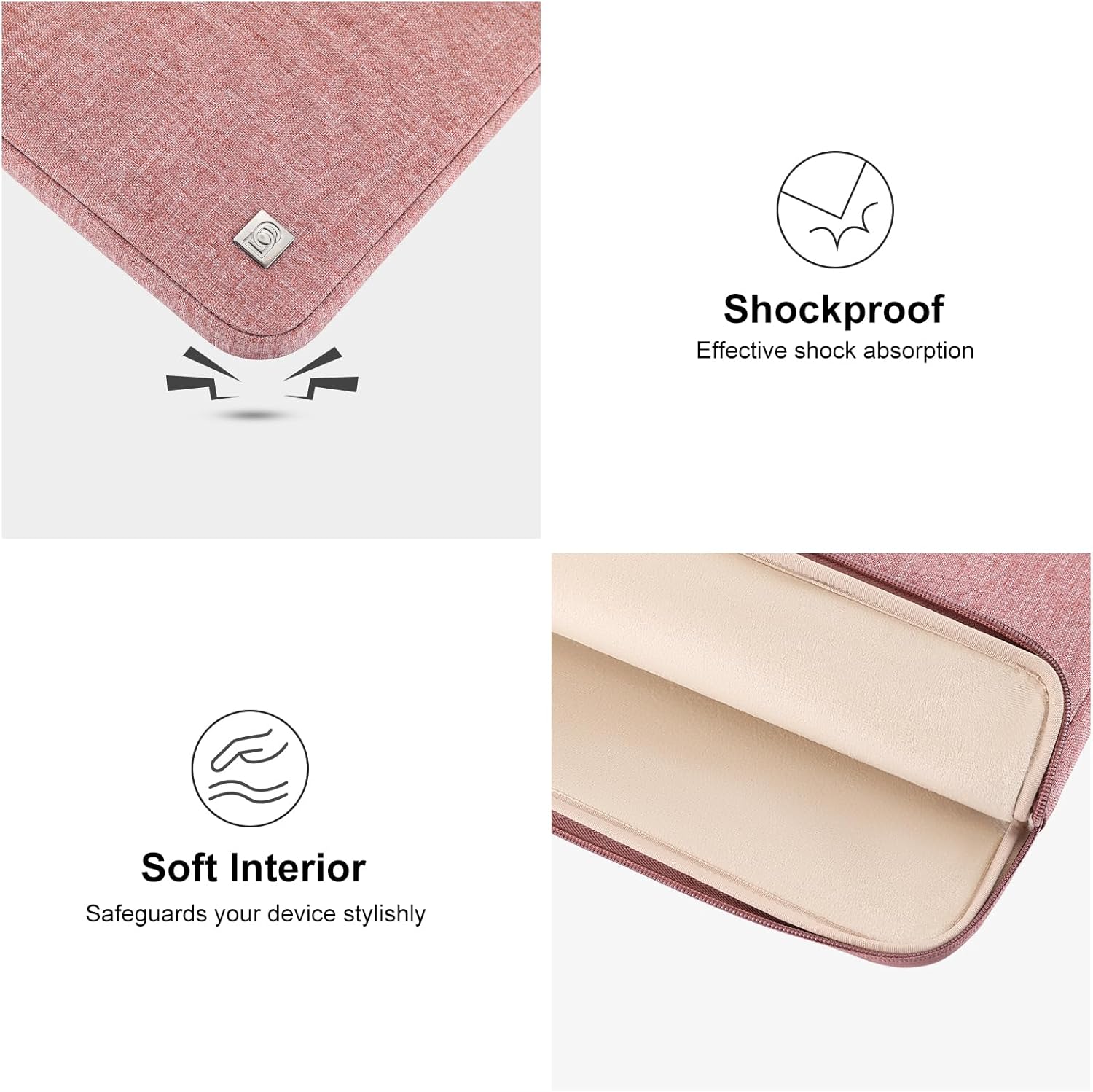 DOMISO 17 inch Laptop Sleeve Case Notebook Bag Protective Carrying Handbag for 17.3" Notebook/Dell Inspiron/MSI GS73VR Stealth Pro/IdeaPad 300 320 321/HP Envy/LG Gram 17"/ASUS ROG Strix GL702VS,Pink - Image 7