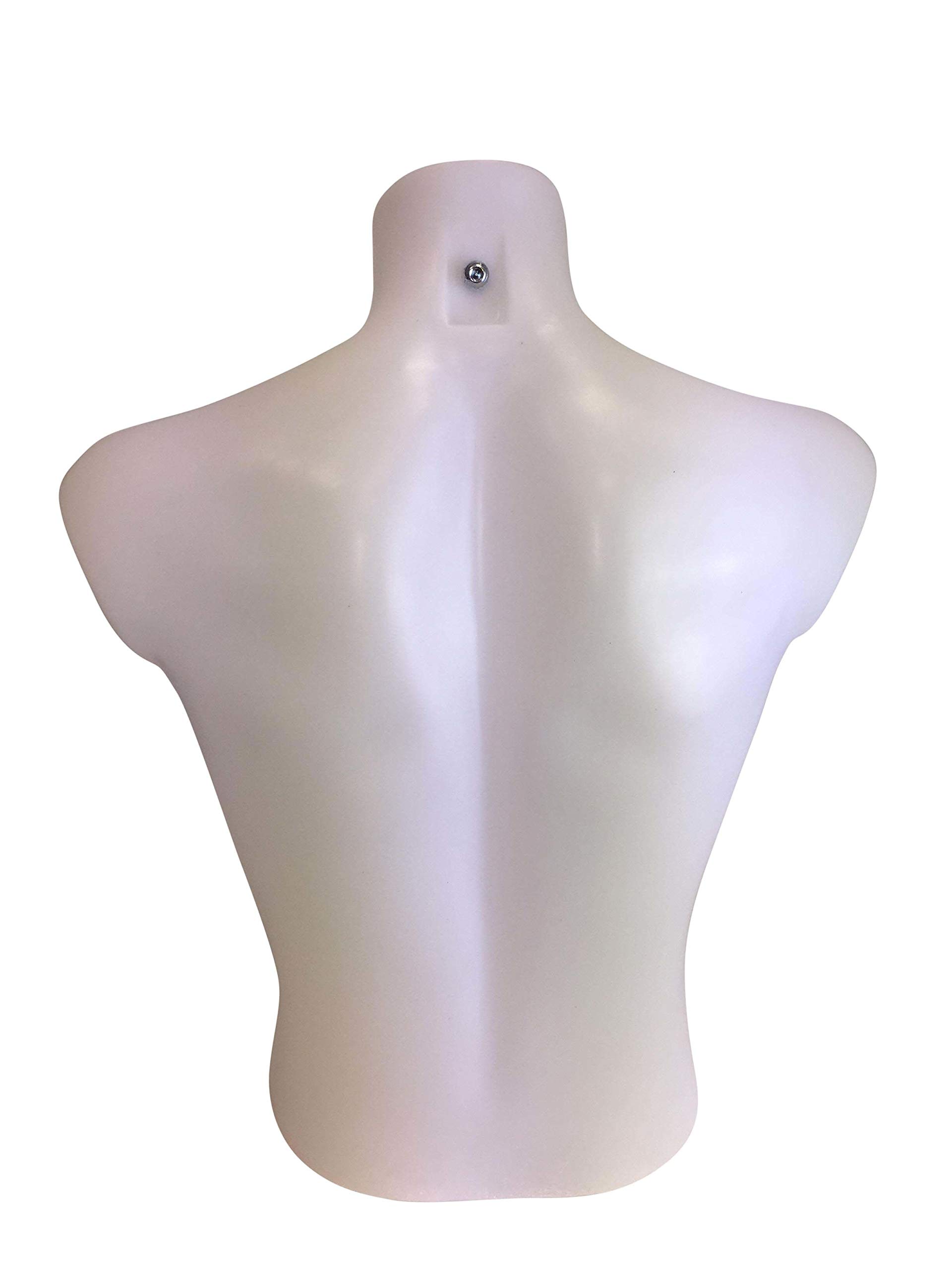 Basic Herrentorso 44/46, vollgeformt & bruchsicher, Modepuppe, Schaufensterfigur & Mannequin aus PE Kunststoff, selbststehend, ideal für Kleiderpräsentation & Dekoration, Weiß