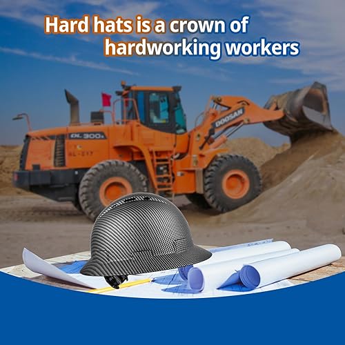 Miniatura 10 de Casco de seguridad OSHA de ala completa, casco de seguridad duradero y ligero de fibra de carbono, equipo de protección de suspensión de trinquete