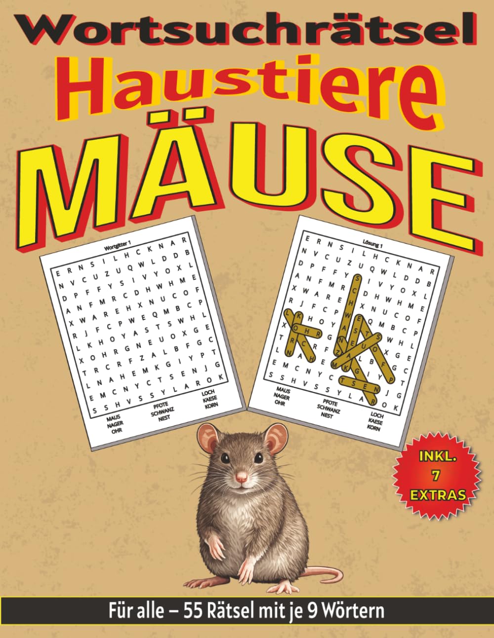 Mäuse – Wortsuchrätsel: Bildschirmfreier Rätselspaß für Geist, Konzentration und Entspannung (Wortsuchrätsel – Haustiere für alle)