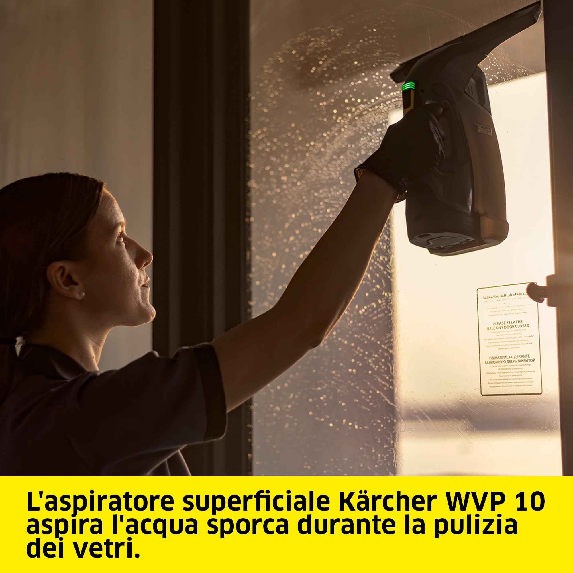 KÄRCHER Lavavetri Asporagocce a batteria WVP 10 per la pulizia senza sbavature di finestre, piastrelle e altre superfici lisce, grigio