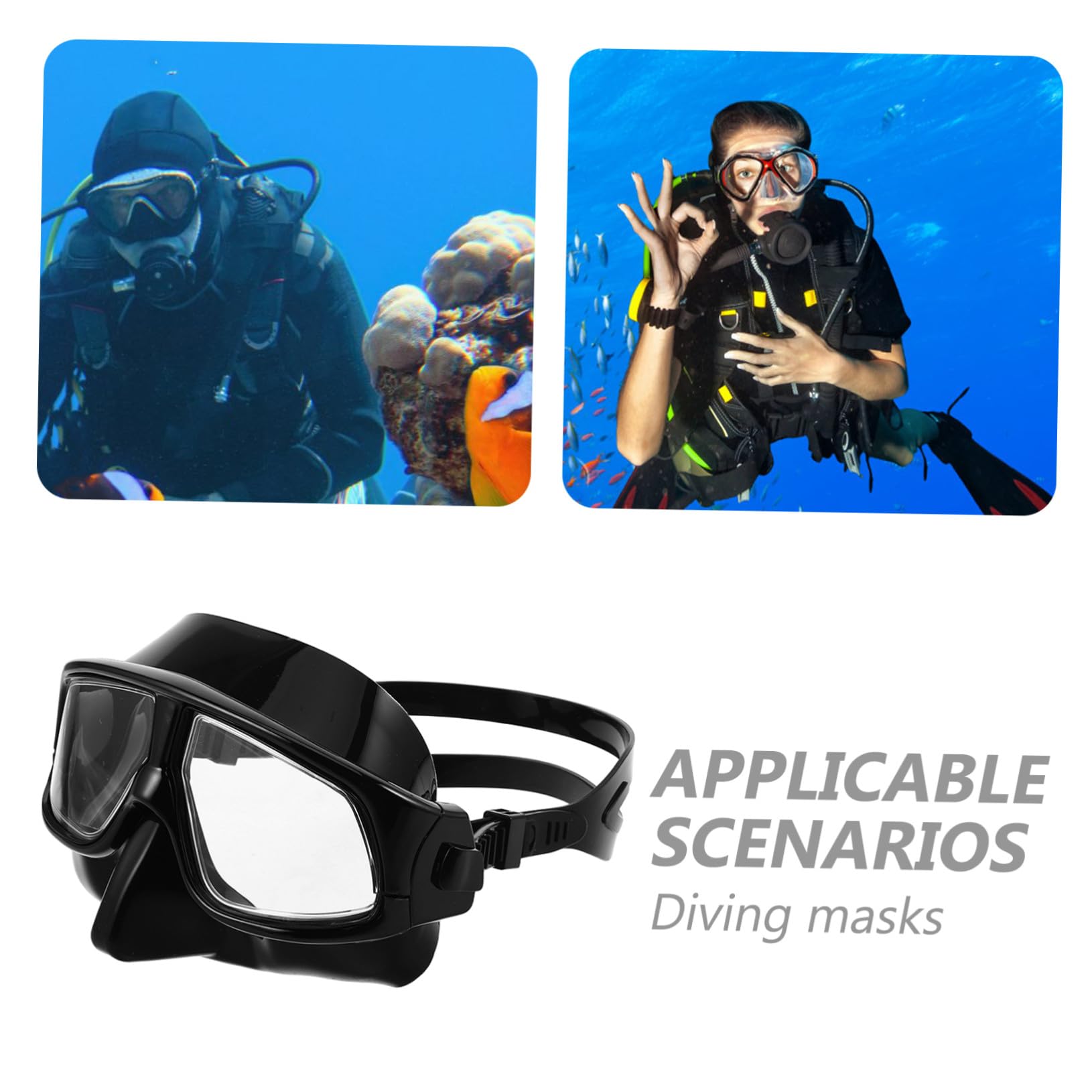 TOYANDONA Máscara de Buceo Ligera con Correa Ajustable y Estanqueidad Diseño Volumen para Snorkel y Buceo con Visión para Exploración Acuática