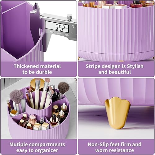 Miniatura 17 de Organizador de brochas de maquillaje giratorio de 360°, organizador de maquillaje, organización de maquillaje y almacenamiento de cuidado de la piel