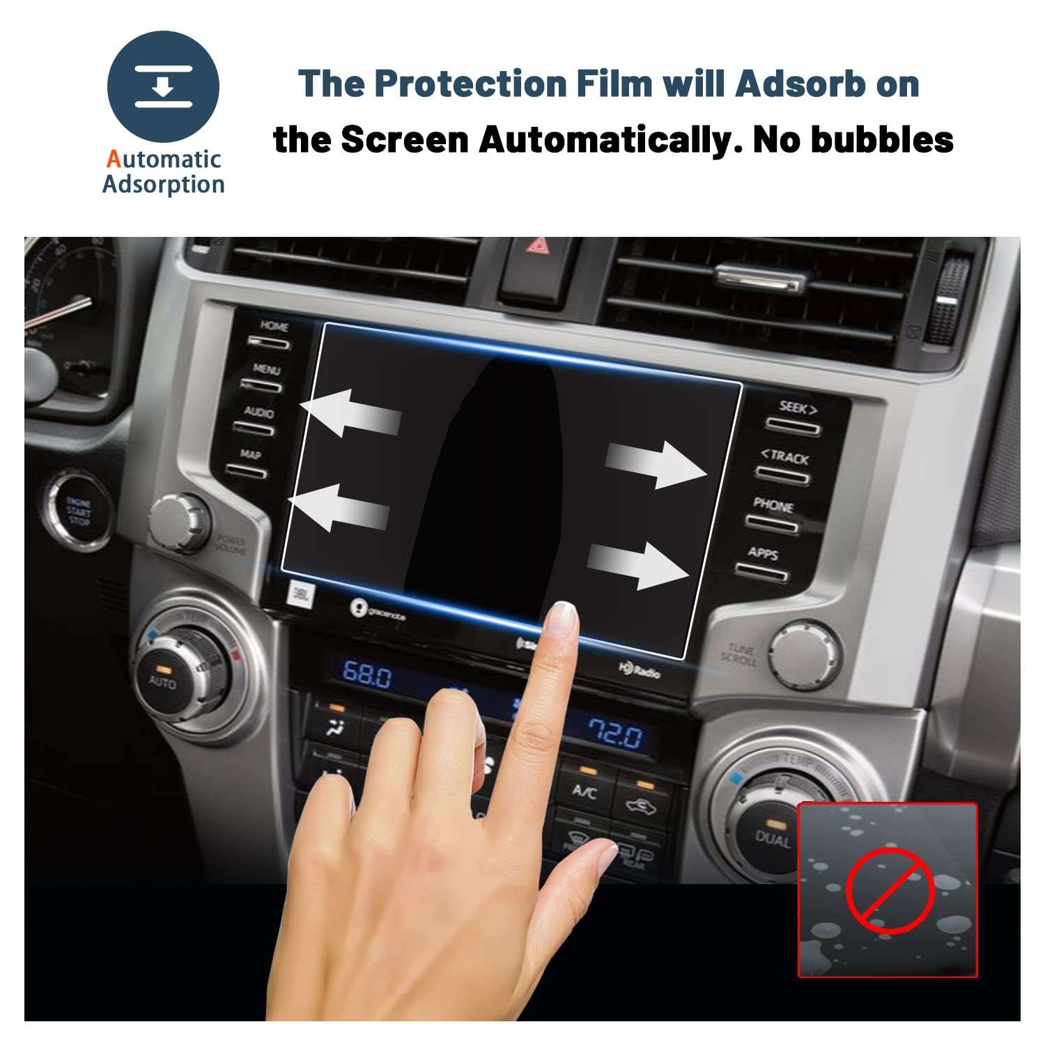 4Runner Screen Protector for Toyota 4Runner 8-inch Touch Screen,for Toyota 4Runner 2020-2024 Accessories 9HD Tempered Glass Compatible with 2020 2021 2022 2023 2024 Toyota 4Runner - 3