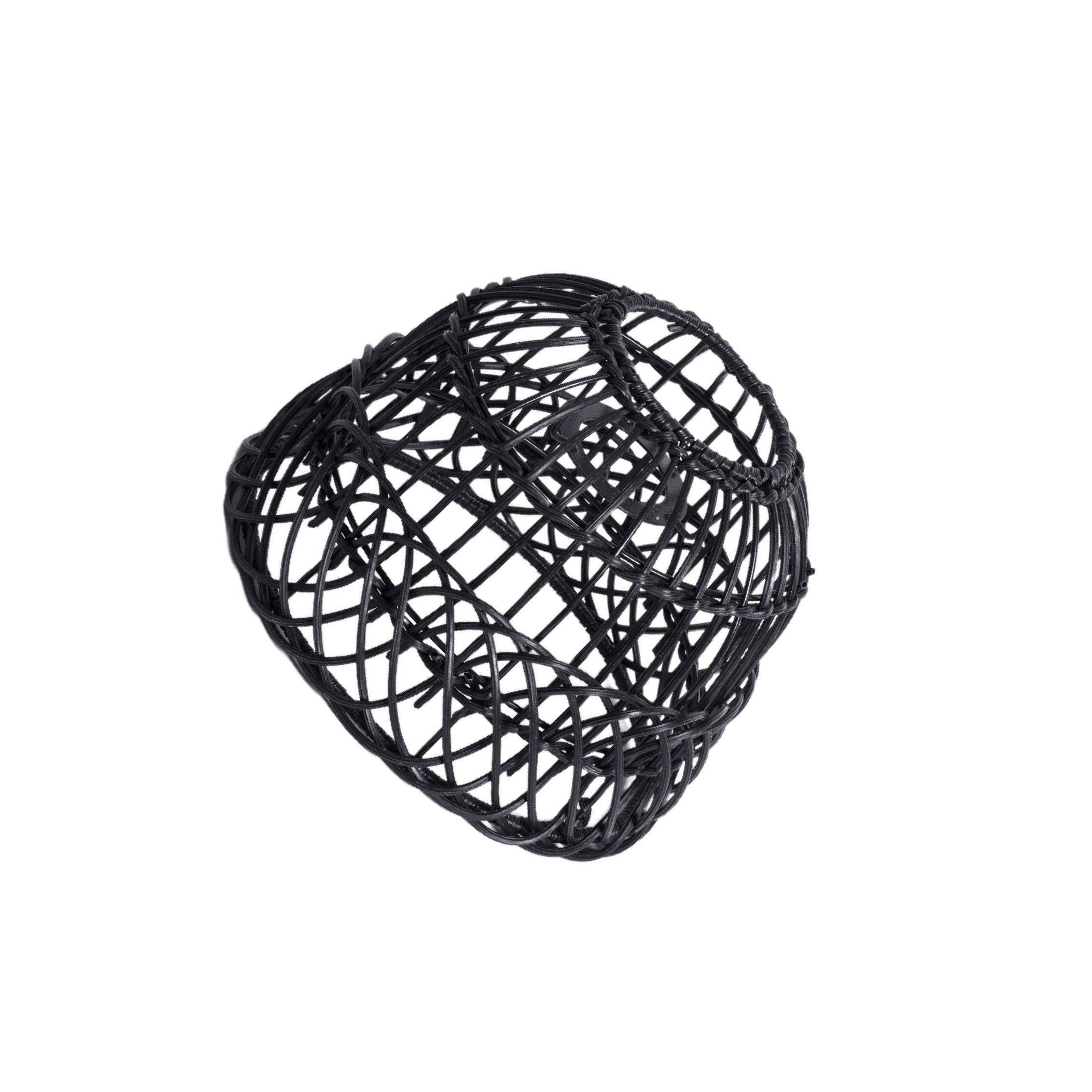 QUILSTM Rope Rattan Weave Retro Chandelier Light Cover Artistic Appearance Woven Lampshade Transforms Standard Lighting Into Art Hanging Swag Ceiling Lamp, Black, 21x15cm