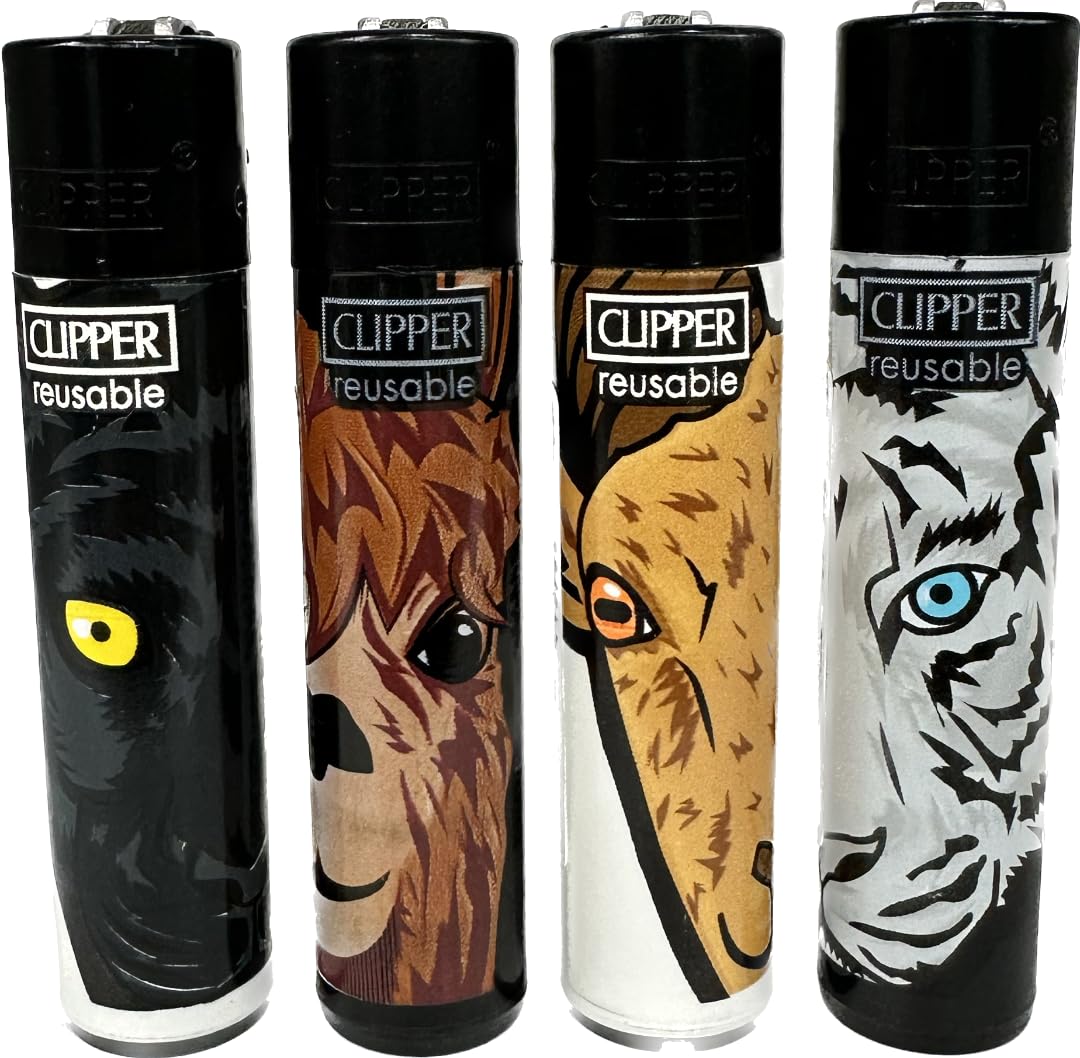 4Pcs Clipper Lighters Multipack Lighter Gas Designer Collectible gas lighter, LIMITED EDITION Design Replaceable Flint and Steel Lighter, Cool Lighters Novelty Lighters NO FUEL