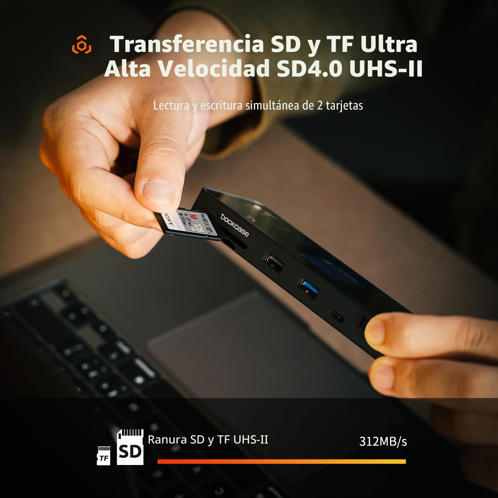DOCKCASE Explorer Edition - Hub USB C (10 en 1) con 4K a 60Hz DP y HDMI, Gigabit Ethernet, 1 puertos USB-C y 3 USB-A, entrega de energía de 100 W, ranura para tarjeta UHS-II TF/SD para MacBook Air/Pro