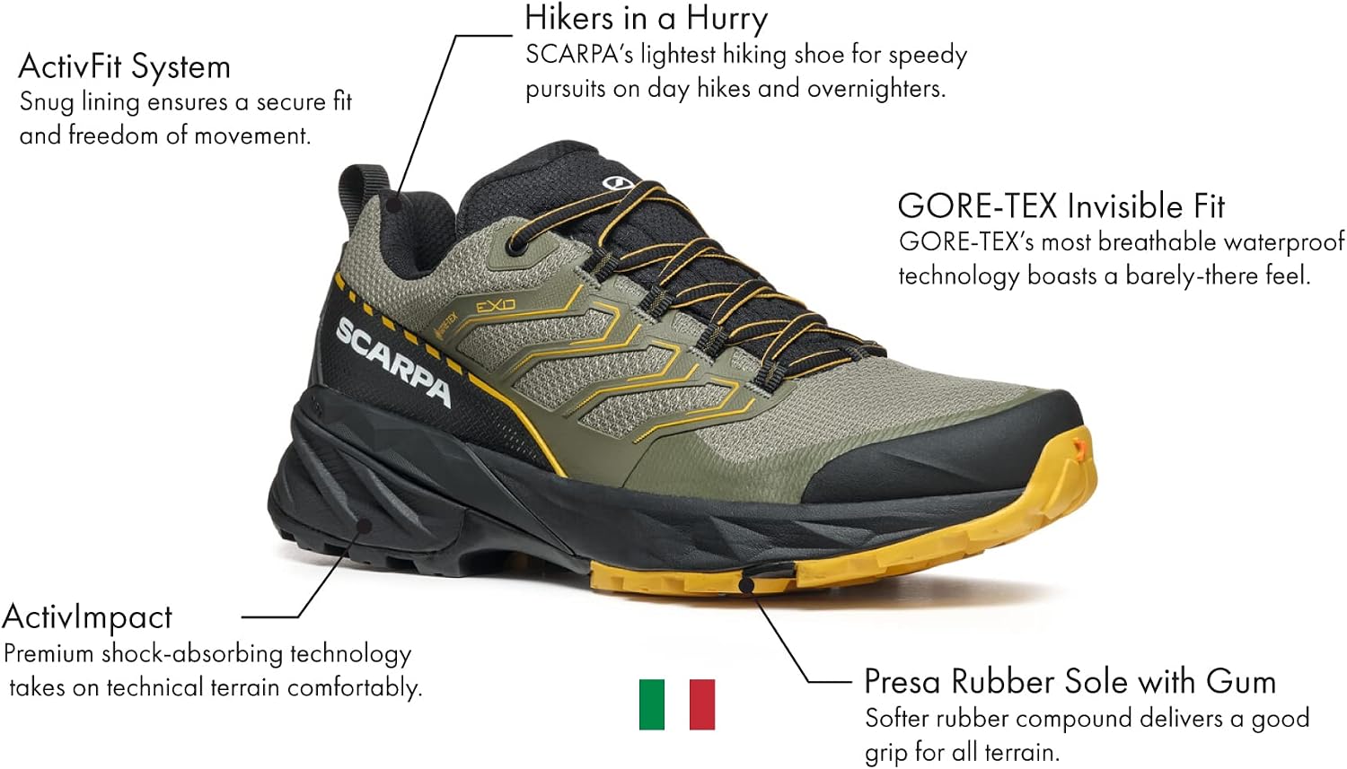 Scarpa Men's Rush 2 GTX Waterproof Gore-Tex Shoes for Hiking