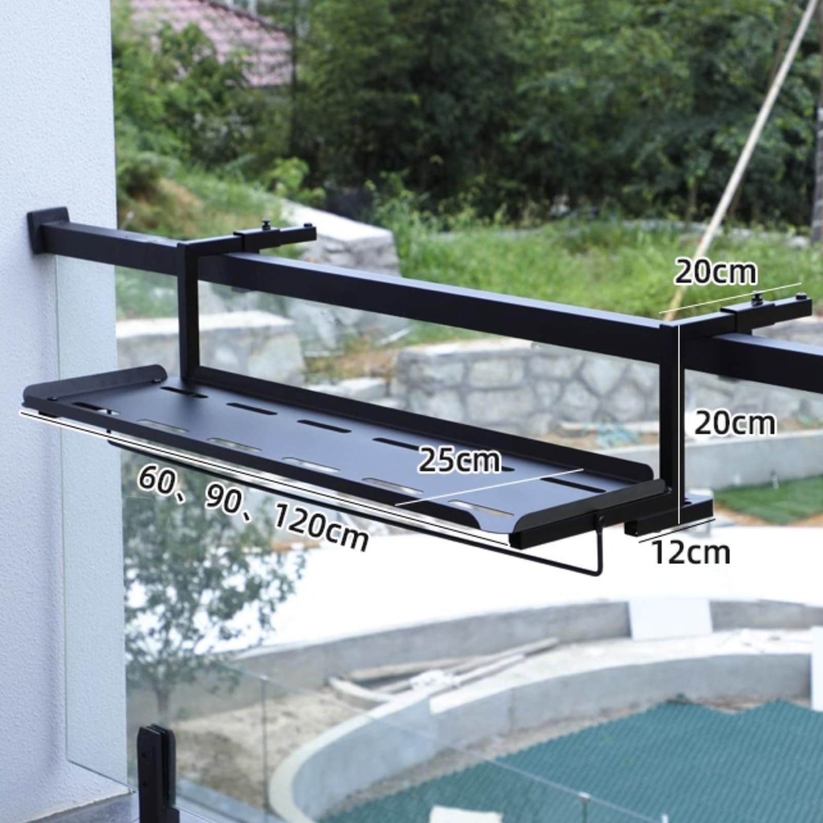 Tavolo da Balcone Sospeso,Tavolo da Appendere Ringhiera,Tavolo da Appendere alla Ringhiera del Balcone,Tavolino Sospeso da Balcone Salvaspazio,Multifunzionale,per Piccoli Spazi