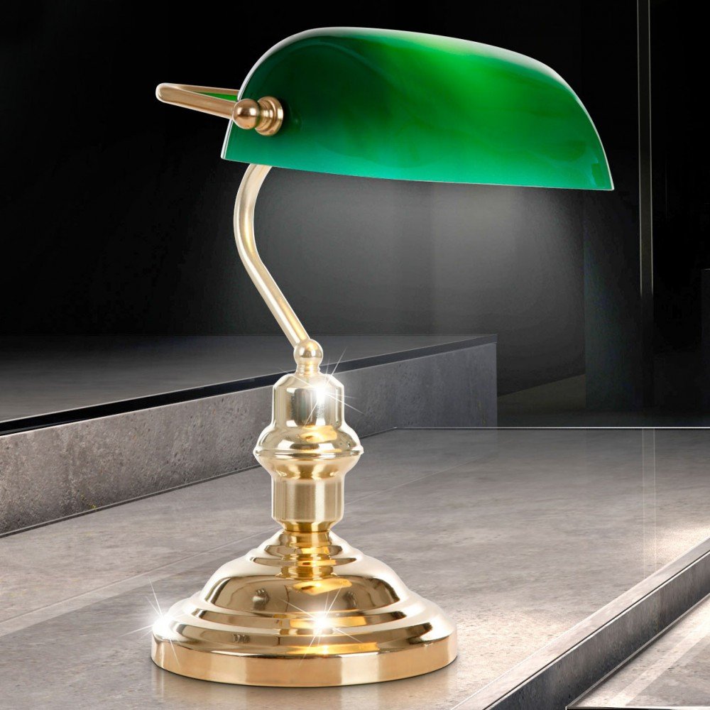 Nostalgie Antik Retro Bankerlampe Schreibtischlampe Tischleuchte Globo Antique grün 2491